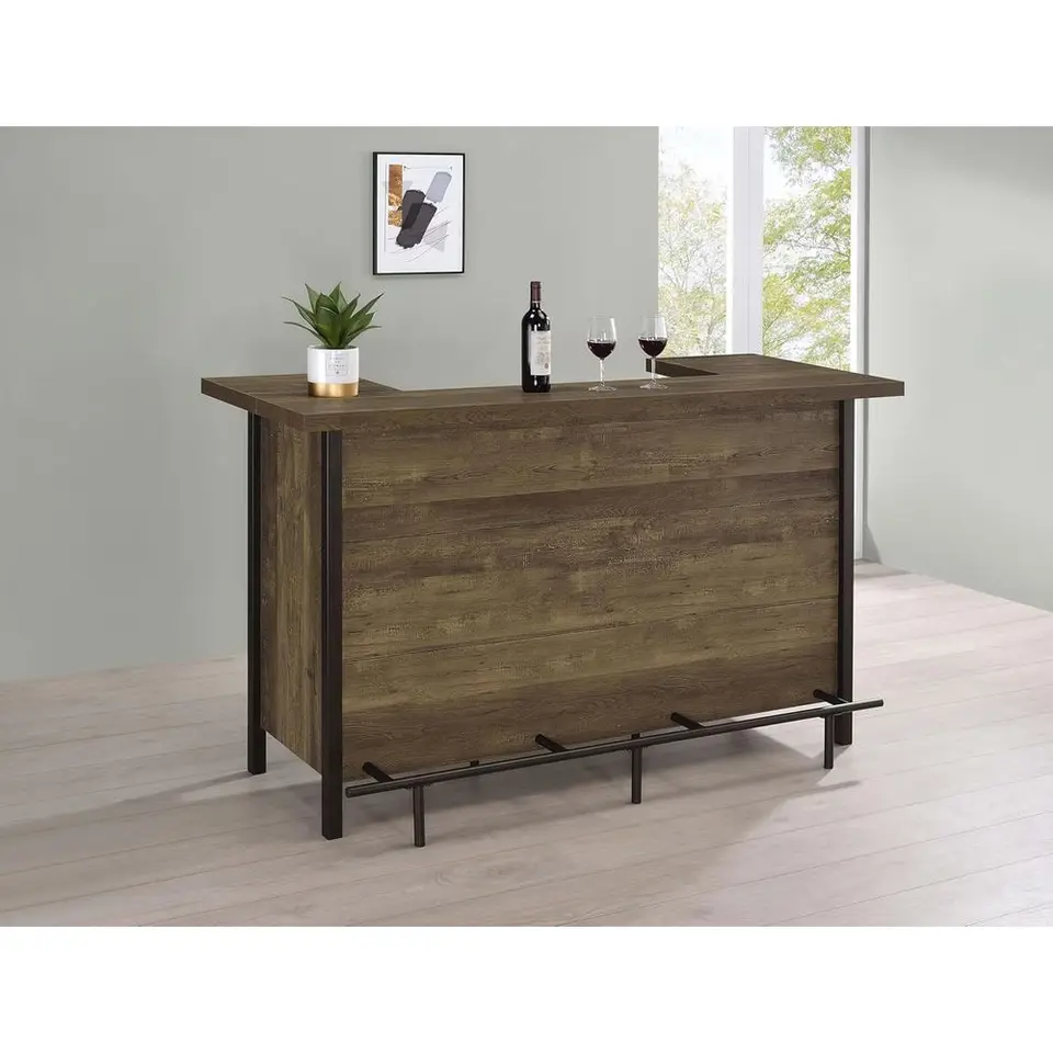 Rustic Oak Engineered Wood Home Bar Cabinet