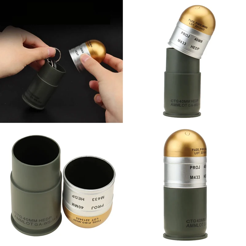 Outdoor M433 HEDP 40mm Tactical Dummy Grenade Model Safety Case Fan Toy Collection Gift Mini Storage Box