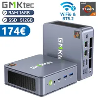 GMKtec-Mini PC G6 AMD Ryzen 3 5425U, Windows 11 Pro, DDR4 16GB  RAM 512GB ordenador de escritorio Dual 2,5G RJ45, WiFi6E, BT5.2