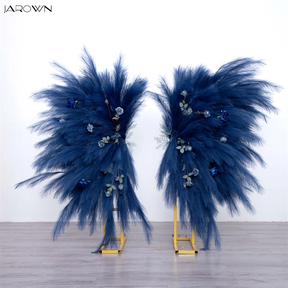 

DIY Blue Wings for Event Backdrop Decorations Artificial Pampas Grass Rose Flower Runner Arch for Wedding Party Decor Props