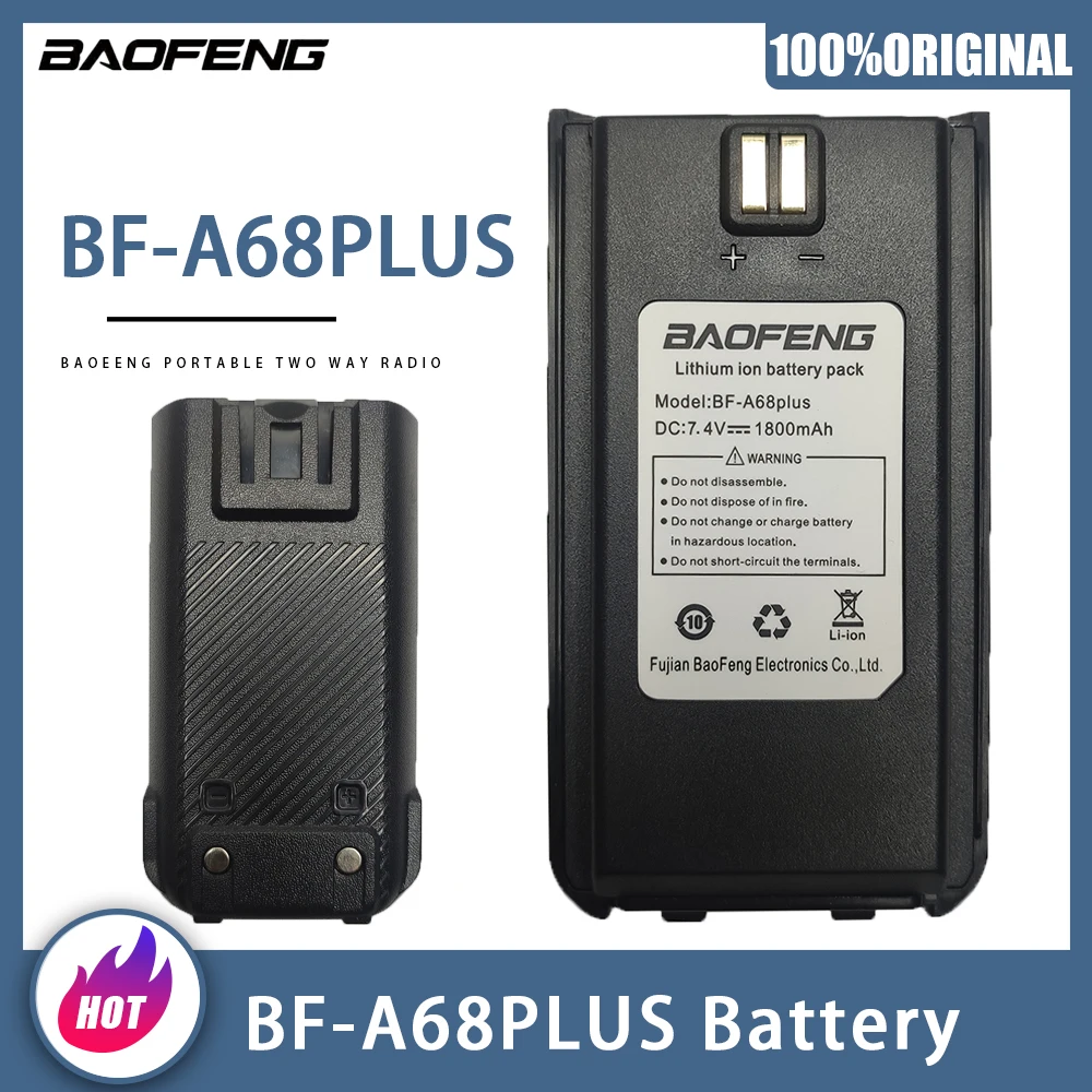 BaoFeng BF-A68 Plus Walkie Talkie Battery High Capacity 1800mAh Li-ion Rechargable Batterier Ham Two Radio Upgrade Transceiver