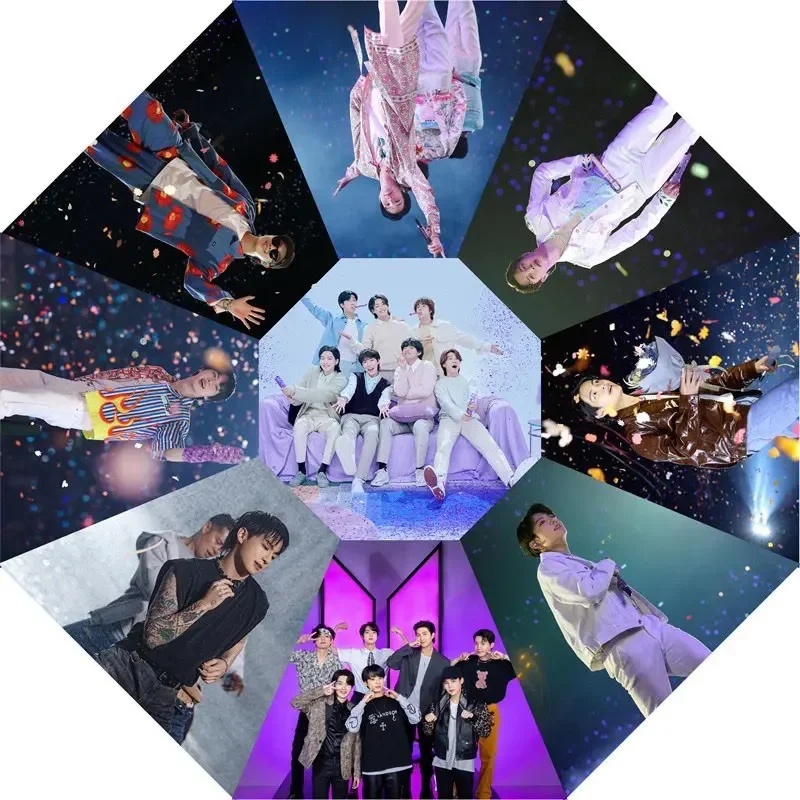 Korean Groop Umbrella B TS Sunny Umbrella Handsome Boys Umbrella Famous Star Umbrella B T S Pattern Rain/shine Umbrella