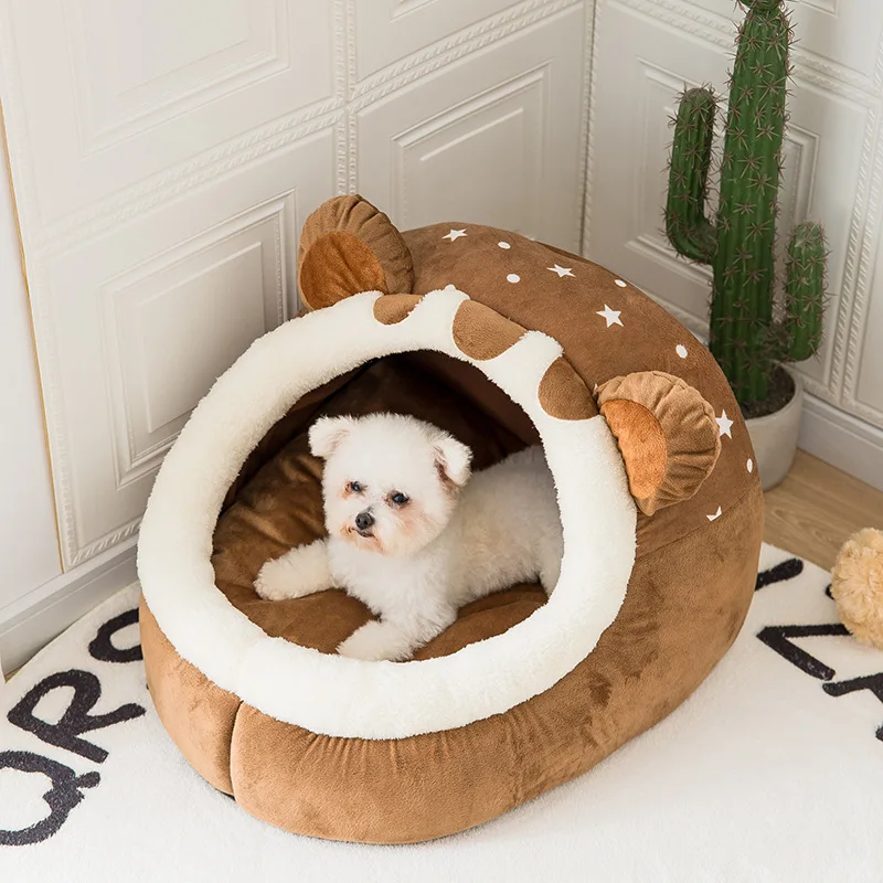 Dog Bed Four Seasons Puppy House Cozy Tent Cave Indoor Nest Kennel Hut for Small Medium Cat Soft Basket Deep Sleep