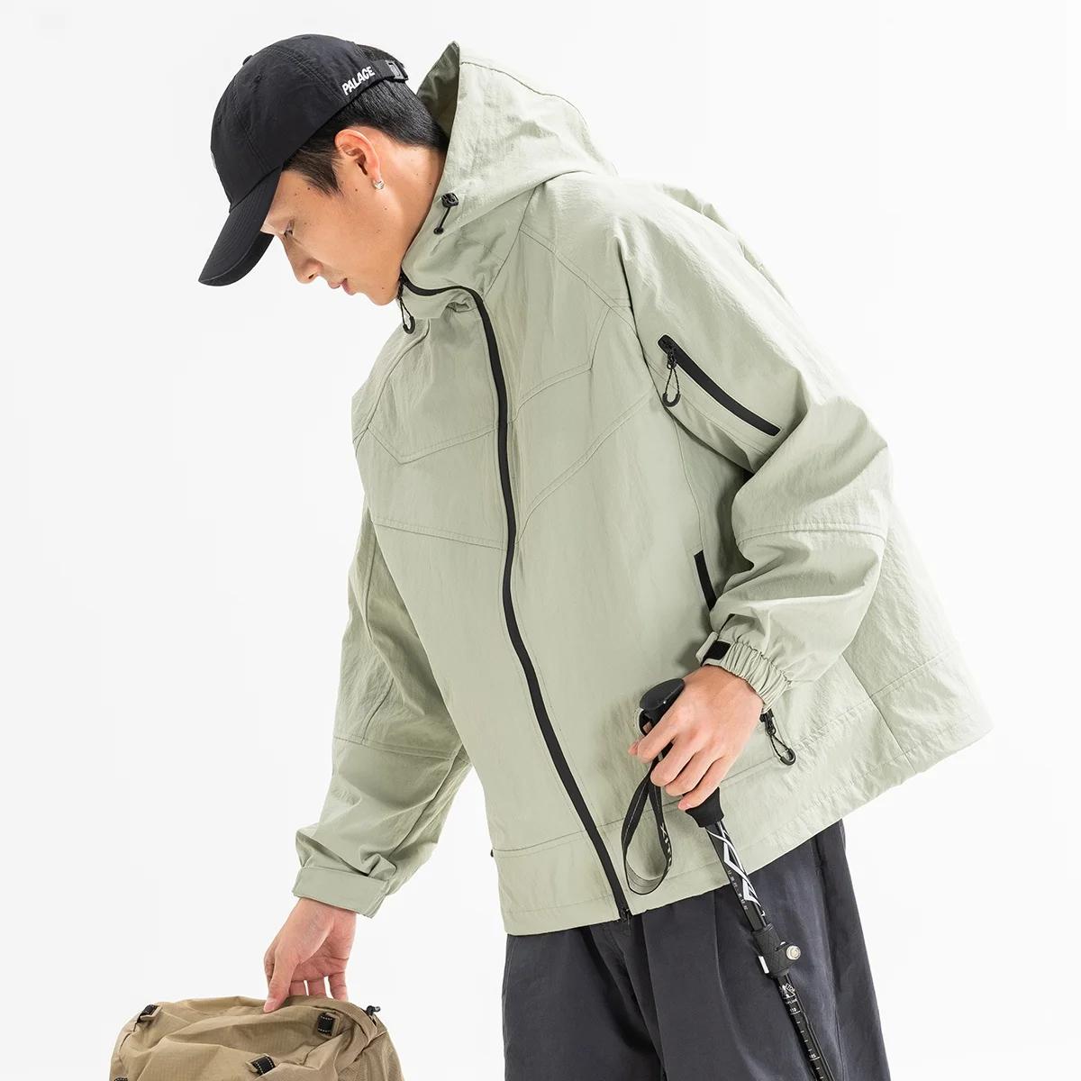 

Wassup Blueo Men's Spring Autumn Jaet American Sle Functional High-End Feeling Coat Polyester Fabric Multi-ket Design