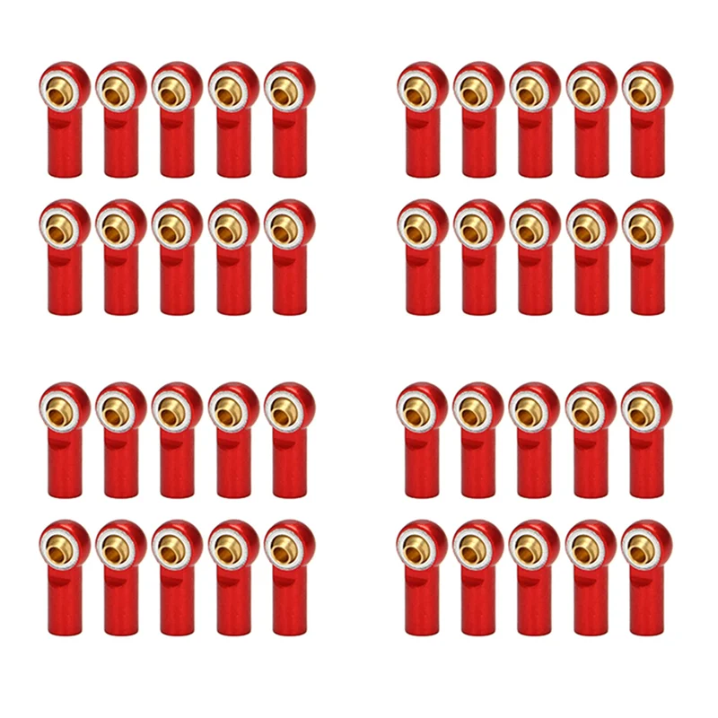 ABUM-40Pcs M3 Ball Joint Link Bar Rod Seals Ball Head Tie Rod End For 1/10 Rc Truck Car Truck Buggy Red