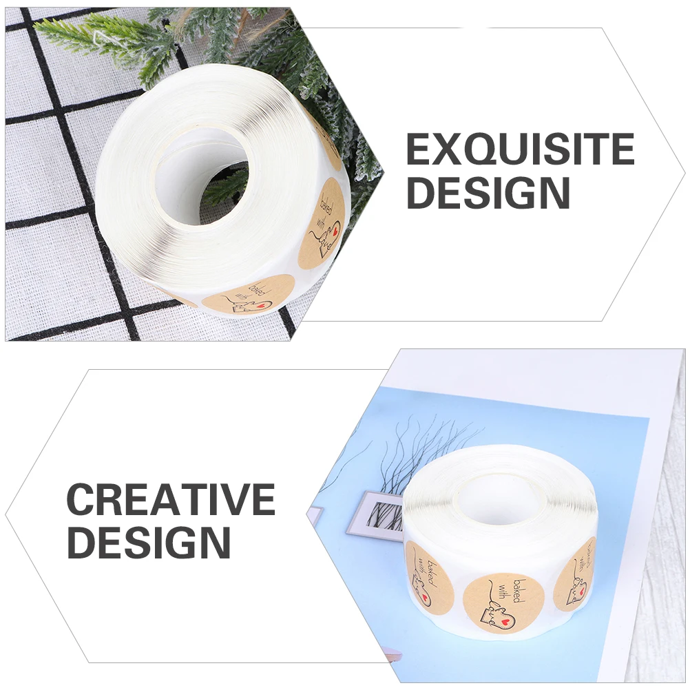 

1 Roll Kraft Paper Sticker Roll Premium Gift Bag Packing Label for Holiday Cookie Candy Bag Decor Easy Peel Stick Seal