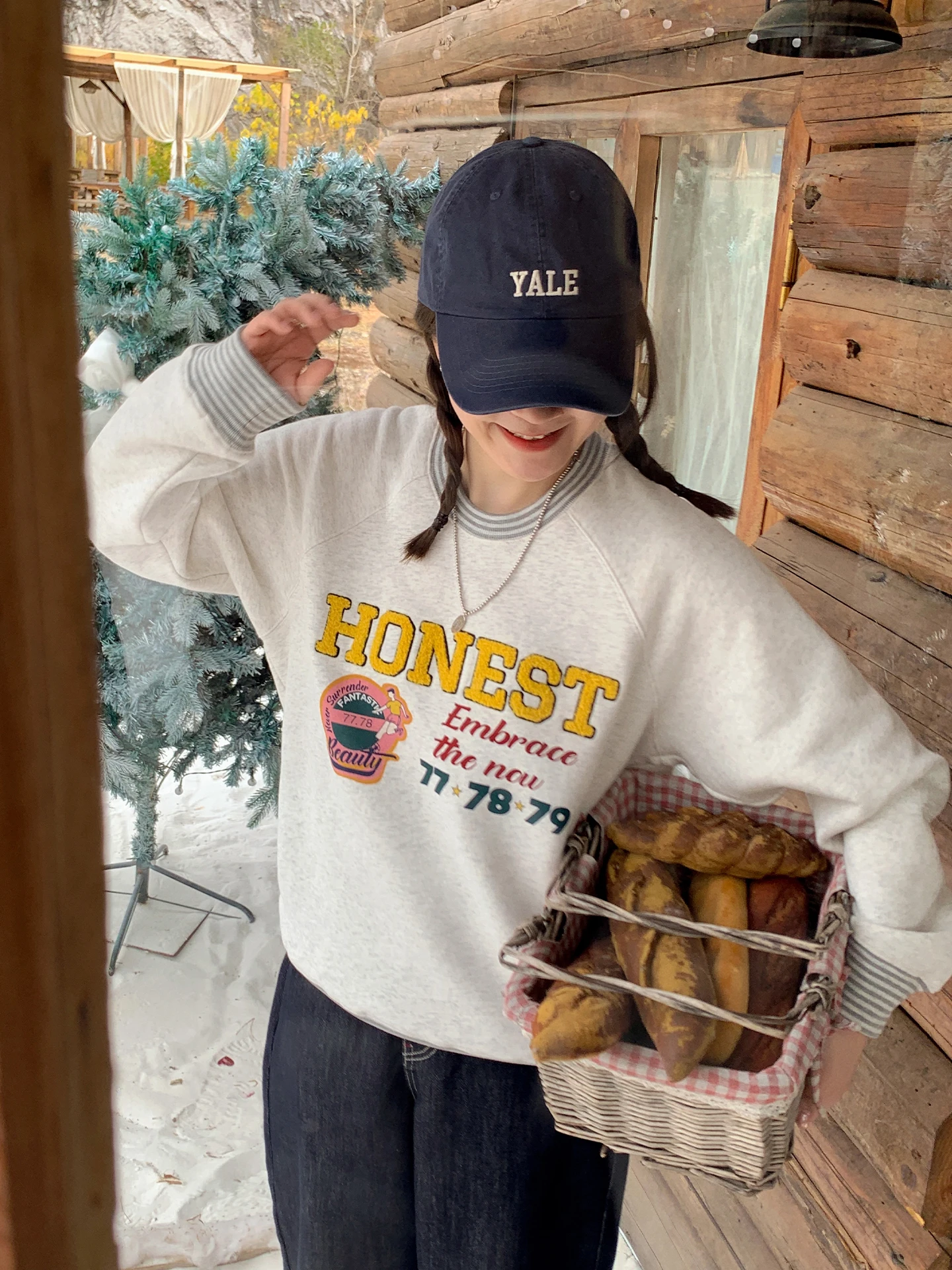 

Libelina Sisy Color Blo Printed Sweatirt 2026 New Loose Versatile Towel Embroidery Fce Women's Casual Long Sve Hoodie