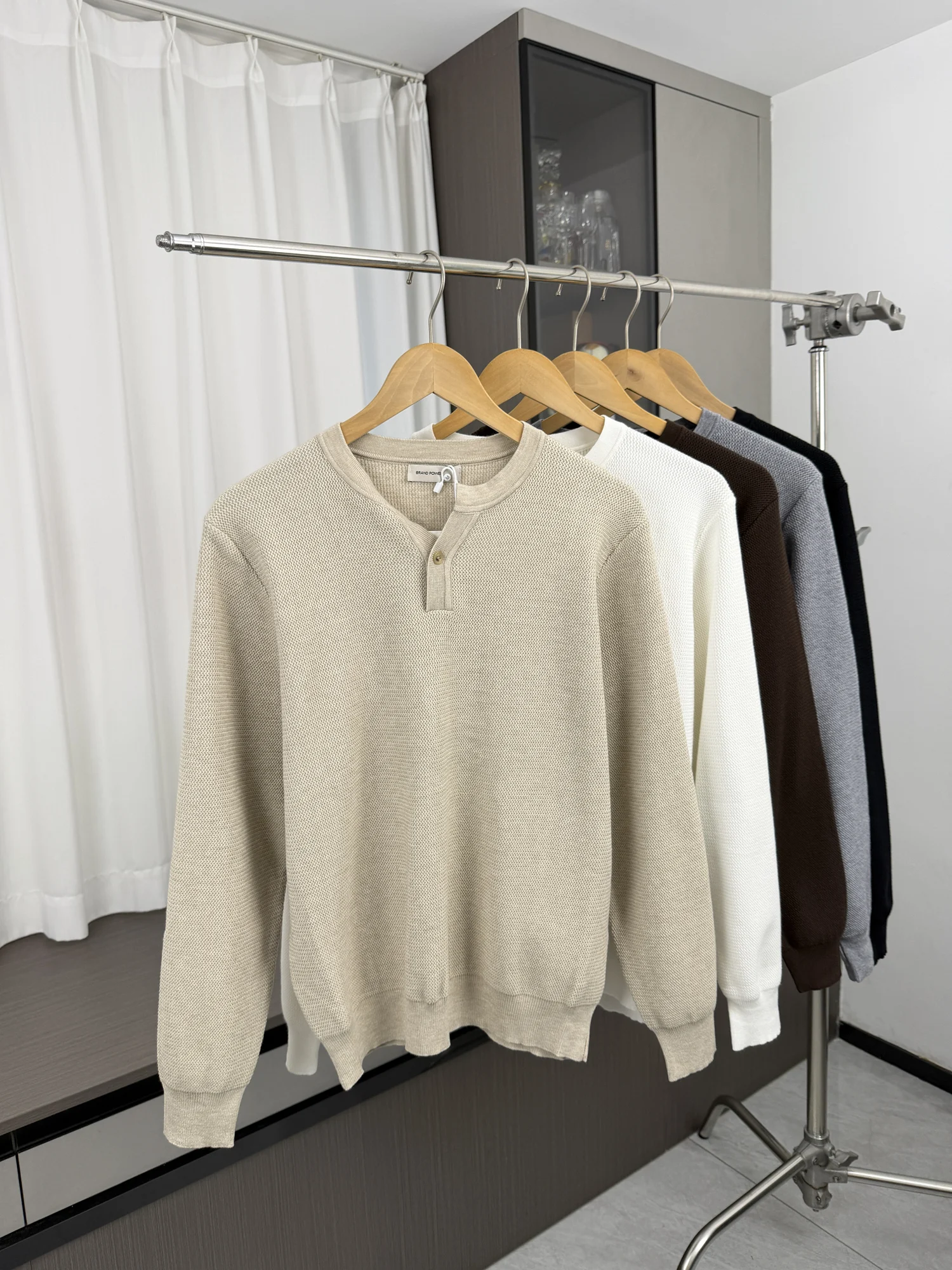 Elegant Henry Collar Vintage Knitwear Long Sleeve Comfortable Casual Versatile Men's Autumn Winter Fashion Urban Style Sweater
