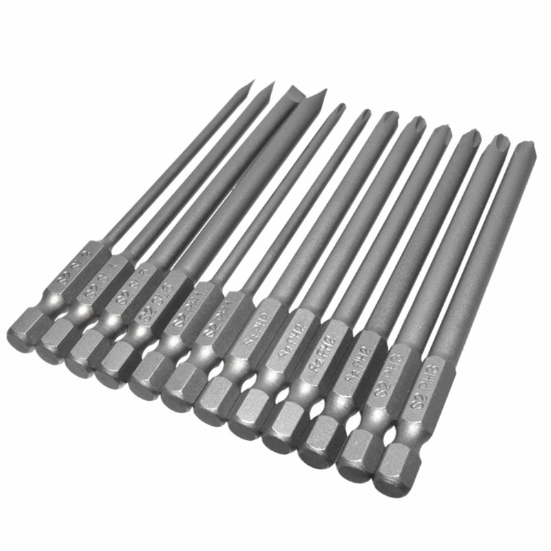 12pcs/set Alloy Steel Slotted Screwdriver Drill Bits for Head 100mm for Extra Long Dropship