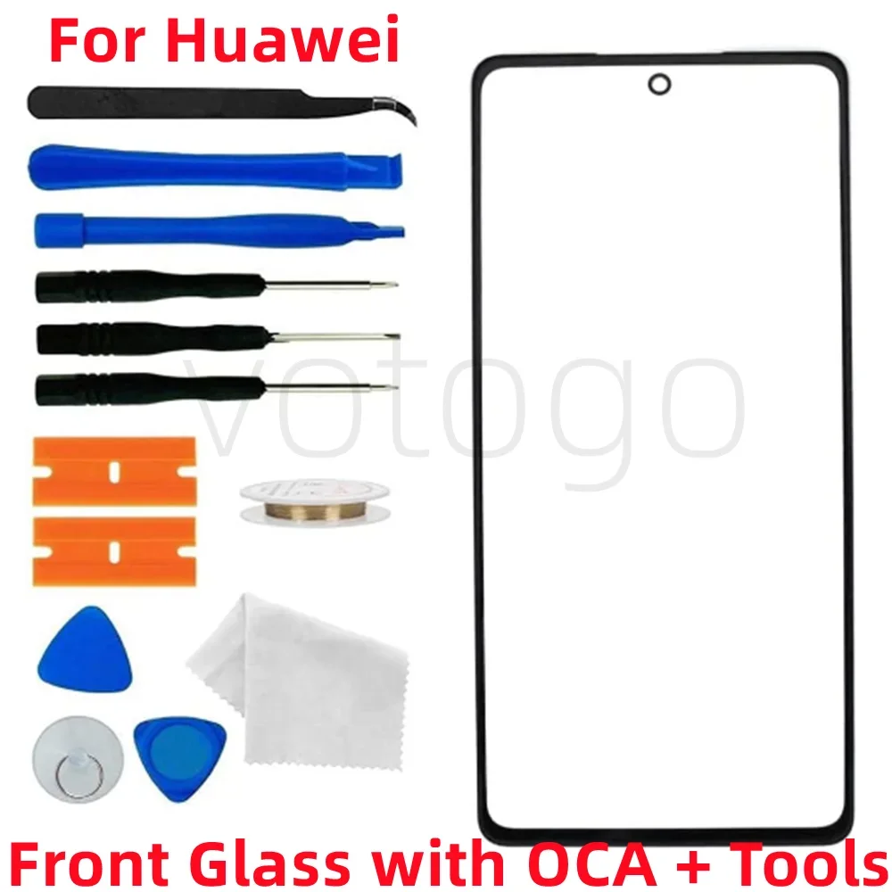 Front Glass Screen + OCA For Huawei P20 P30 P40 Pura 70 P50 P60 Pro+ Plus Lite P Smart Outer LCD Touch Lens + Replacement Kits