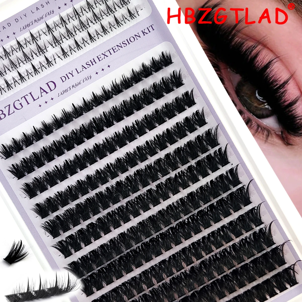 HBZGTLAD Manga Wimperncluster mit Spikes Schwarz Braun Gemischte Wimpernverlängerung Flauschige Anime-Wimperncluster Wiederverwendbare Wimpern