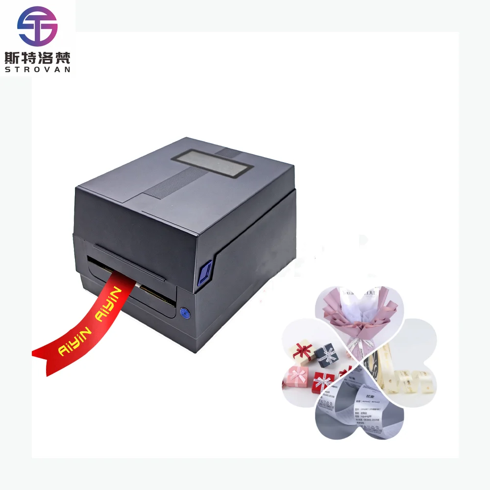 110mm Thermal Transfer Label Printer 4x6 Barcode Maker for Metal Jewelry Clothing Tags Commercial Desktop