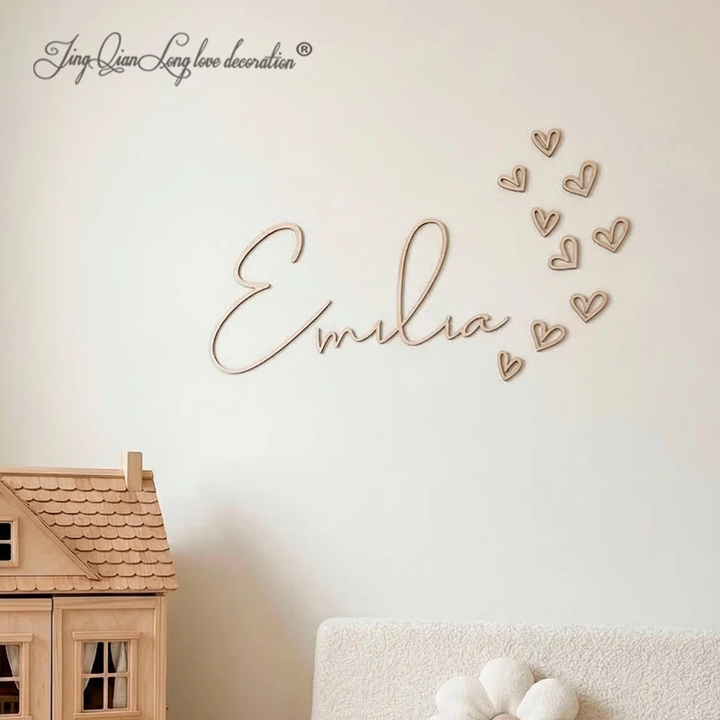 Personalized  Wooden Name with Hearts – Custom Nursery Decor, Baby Girl Gift