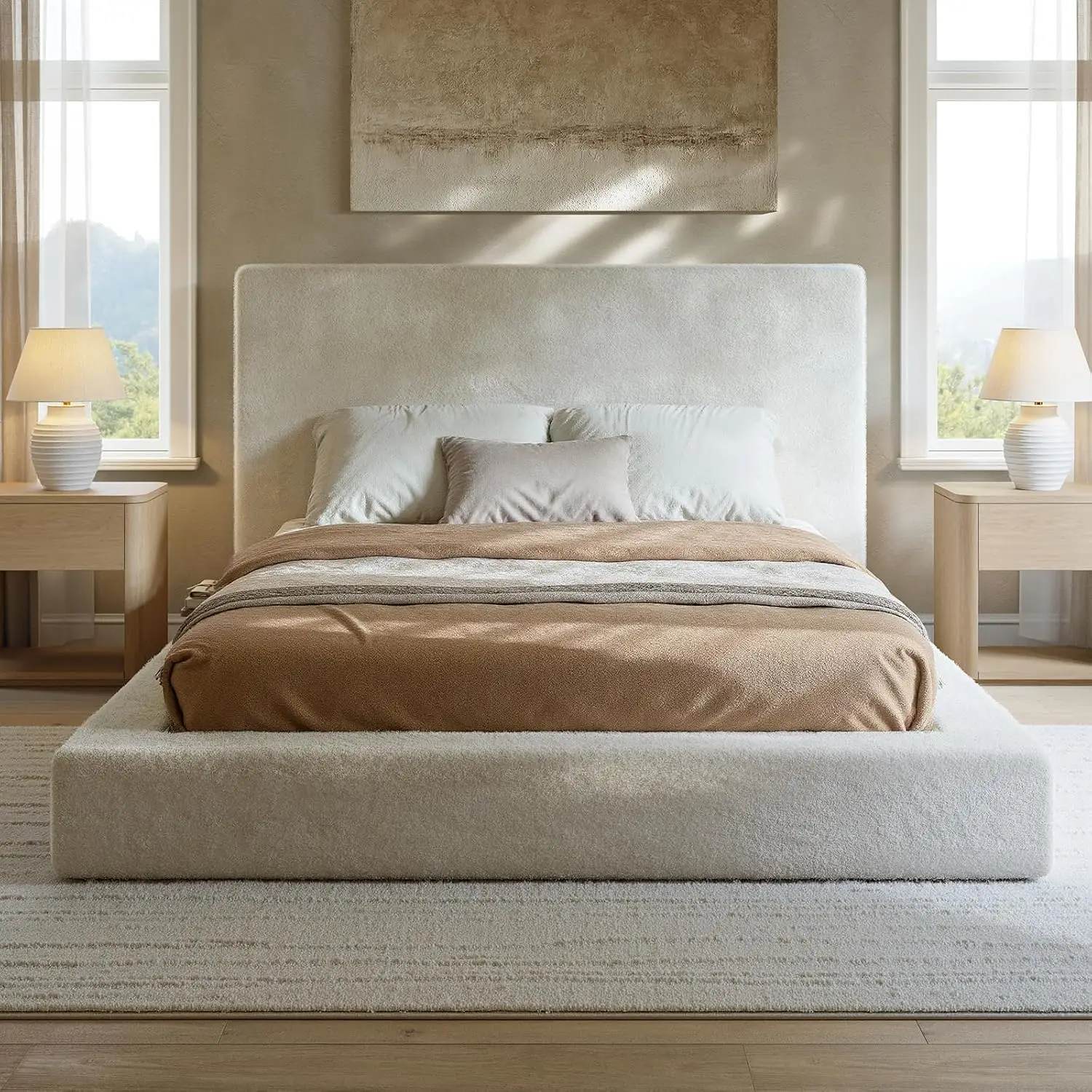 Queen Upholstered Cloud Bed Frame with Headboard
