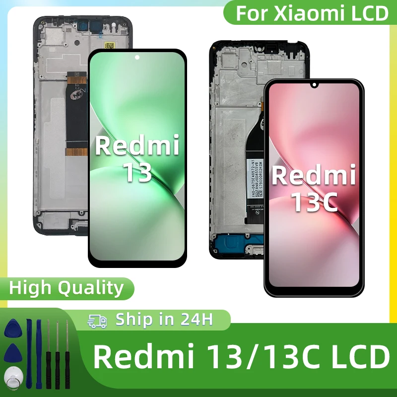 Super IPS For Xiaomi Redmi 13 LCD 2404ARN45A Screen Touch Digitizer Assembly For Redmi 13C 23100RN82L Display Replacement Parts