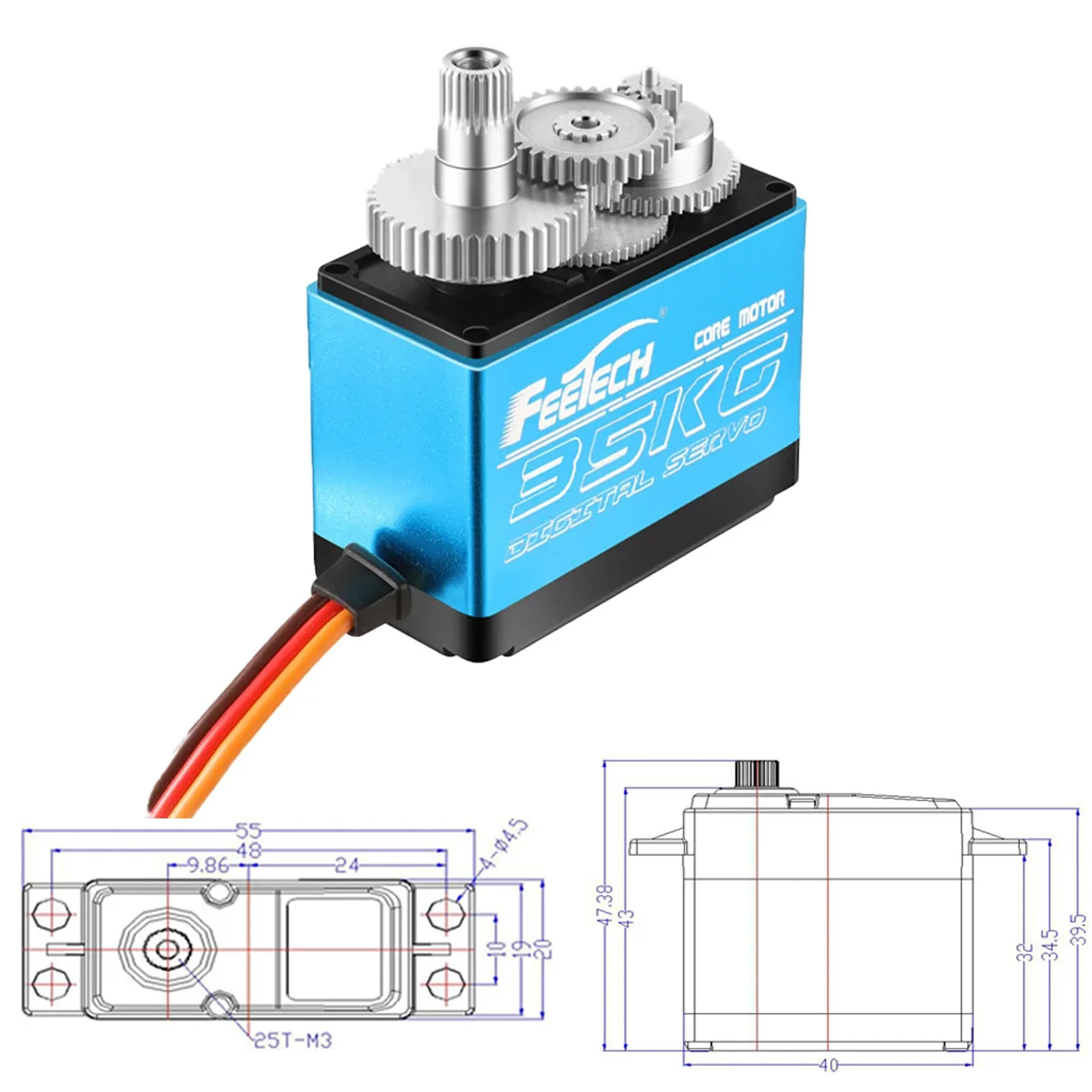 35KG Metal Gear 180 Degree Digital Servo Waterproof High Torque for RC Car Crawler D90 Axial Boat Helicopter Robot Model Parts