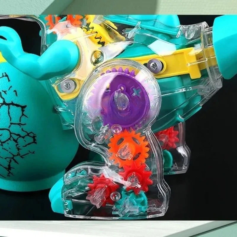 الكهربائية شفافة والعتاد لعبة على شكل ديناصور الموسيقى الخفيفة العالمي المشي الديناصور ريكس محاكاة نماذج للحيوانات الأليفة الإلكترونية