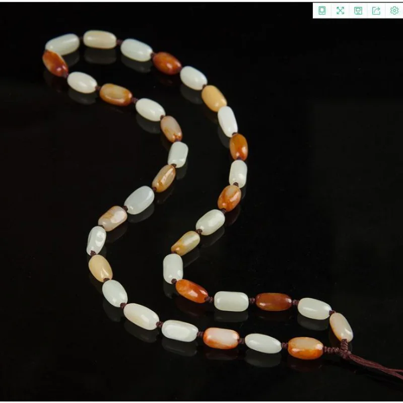 Natural Nephrite Hetian Jade Tumbled Stone Beads Luxury Pendant Lanyard Neck Strap Rope Necklace For Jewelry Making Accessories