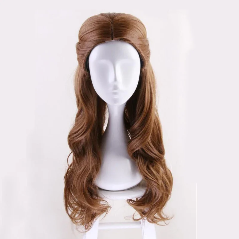 

Top Beauty and the Beast Princess Belle wig Cosplay Costume Women Long Wavy Synthetic Hair Halloween Party Role Play wigs