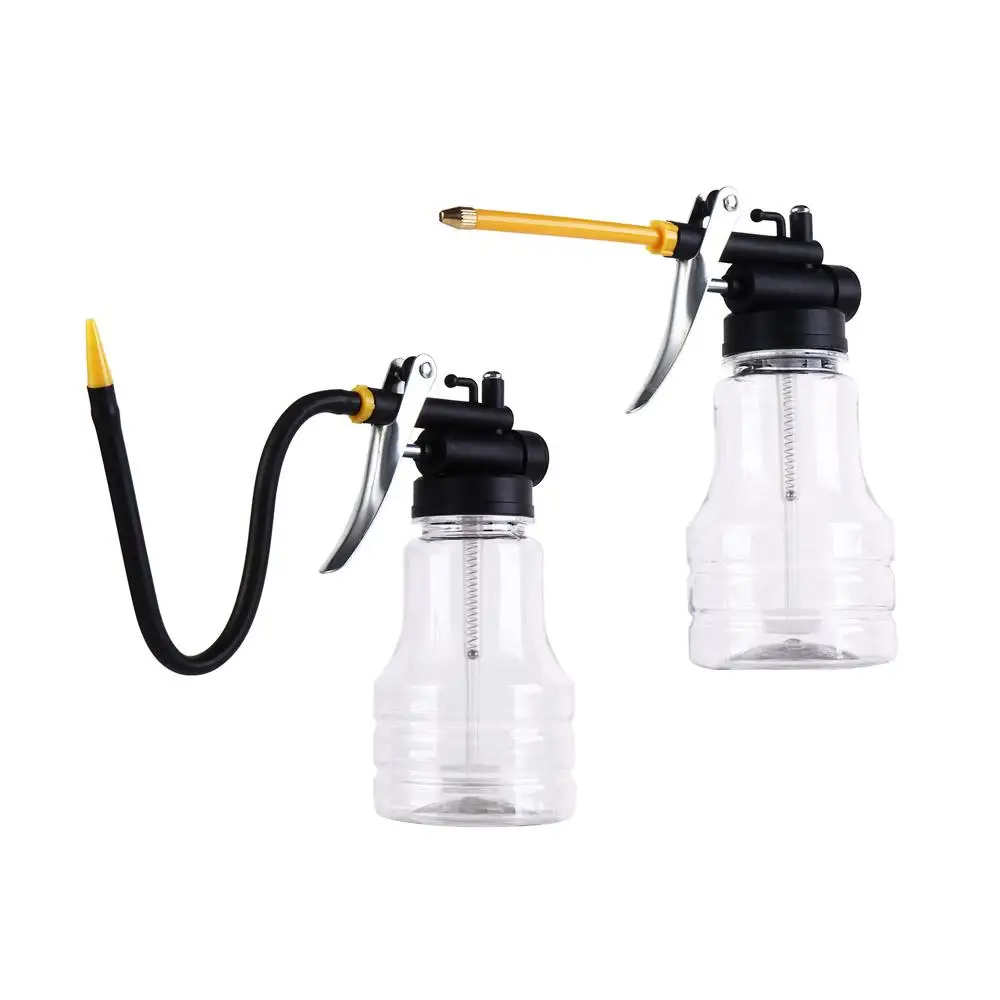 Portable Lubrication Oil Can High Pressure Transparent Oiler Pump 250ml With Oil Spray Hose Car Oil Pot Bottle Car Repair Tool