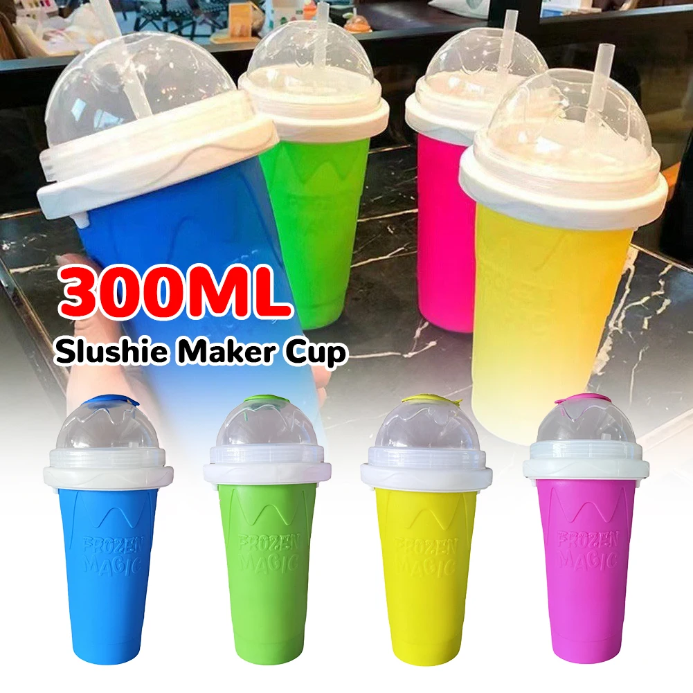 Silikon Slushy Maker Cup Smoothies Squeeze Cup Eiswürfelbereiter mit Deckel Sommer Quick Frozen Juice Milk Ice Cream Make Cup