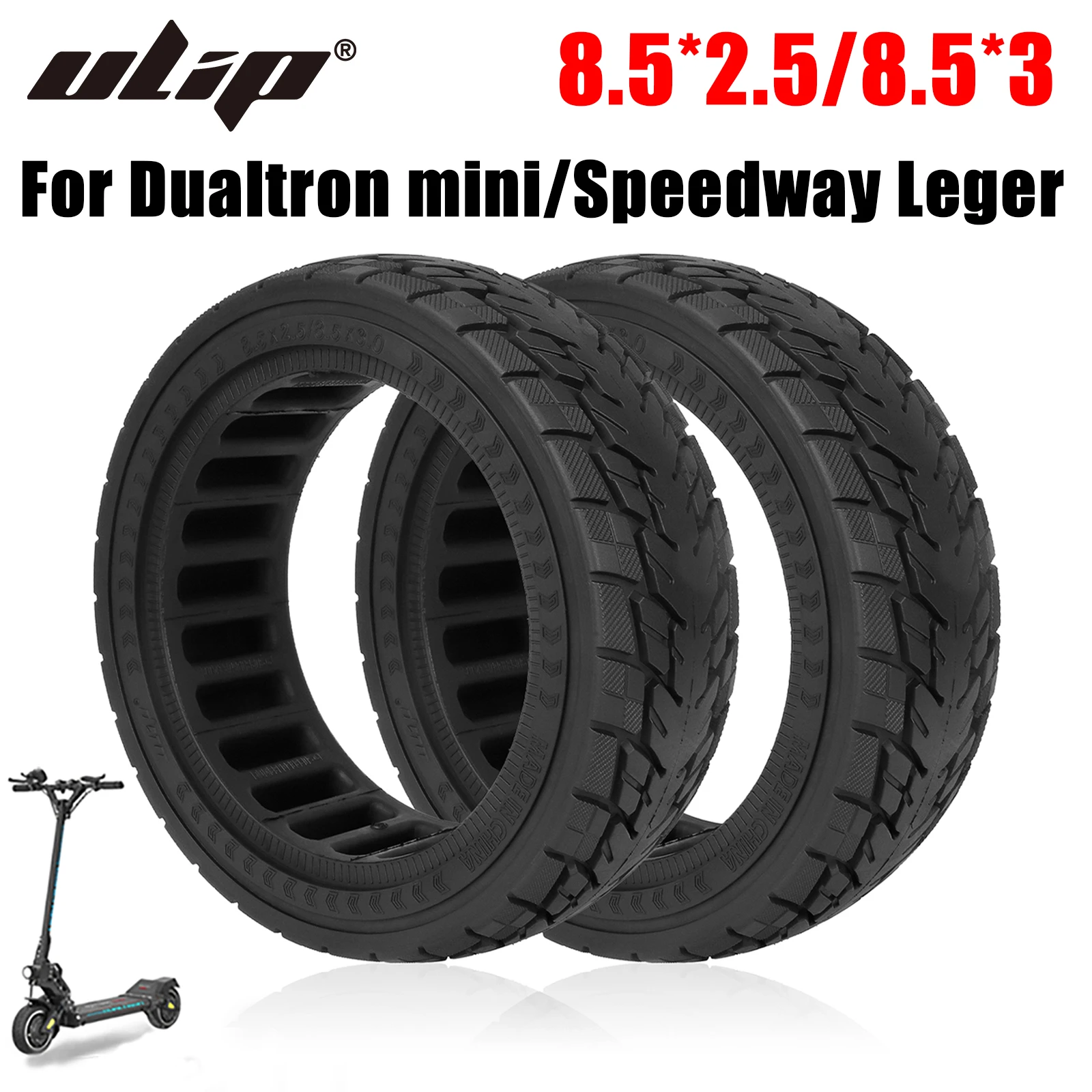 Ulip Electric Scooter Solid Tires 8.5*2.5 Suitable For Dualtron Mini & Speedway Leger (Pro) Rubber Stab-Proof Off-Road Tires