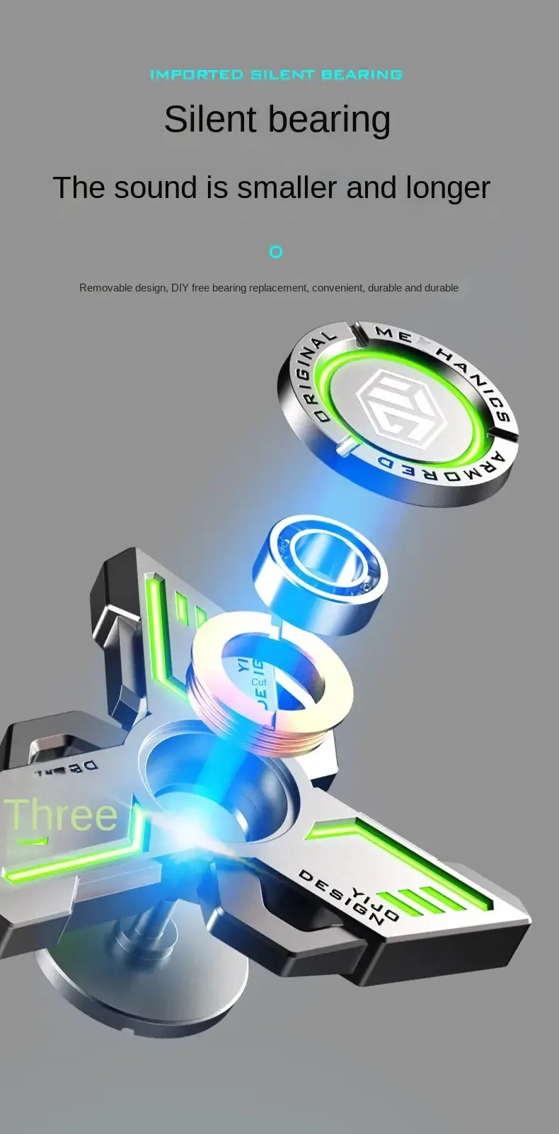Leuchten. Metall-EDC-Fidget-Spinner, Fidget-Spielzeug zur Stresslinderung und Druckentlastung. Handspielzeug, coole Kreisel, Geschenk für Erwachsene und Jungen – Detail 4