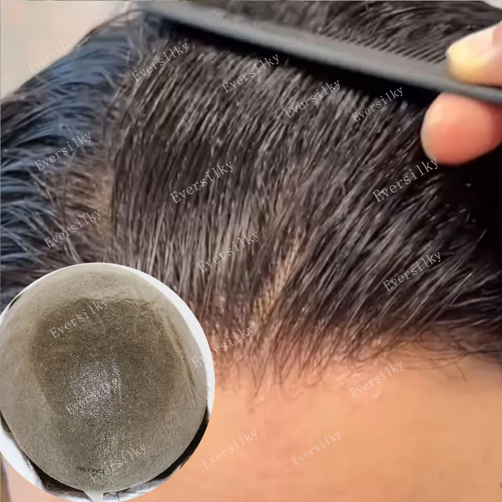 

Super Ultra Thin Skin 0.02mm Natural Hairline Men's Microskin Toupee Capillary Prosthesis System Undetectable Human Hair Wigs