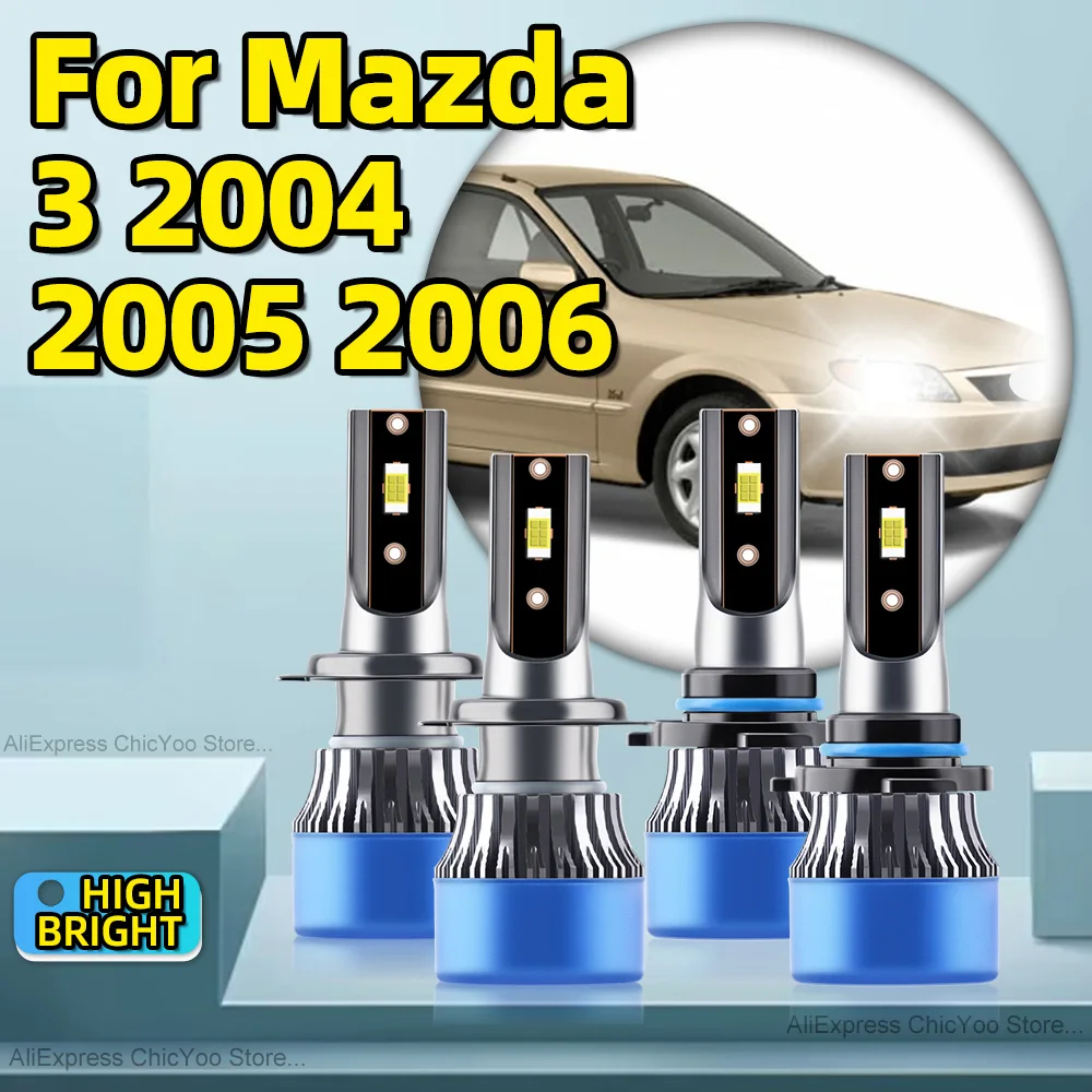 

2/4Pcs LED Bulbs 200W CSP Chips 9005 H7 Headlight Fan Cooling Turbo Car Lamp 6000K Canbus For Mazda 3 2004 2005 2006