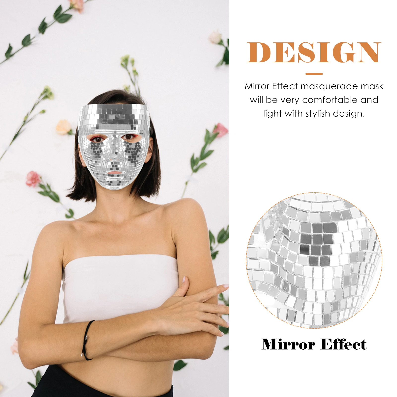 

Flashy Masquerade Mask Glitter Mirror Effect Pvc Glass Lightweight Reusable Carnival Party Costume Cosplay Disco Prop