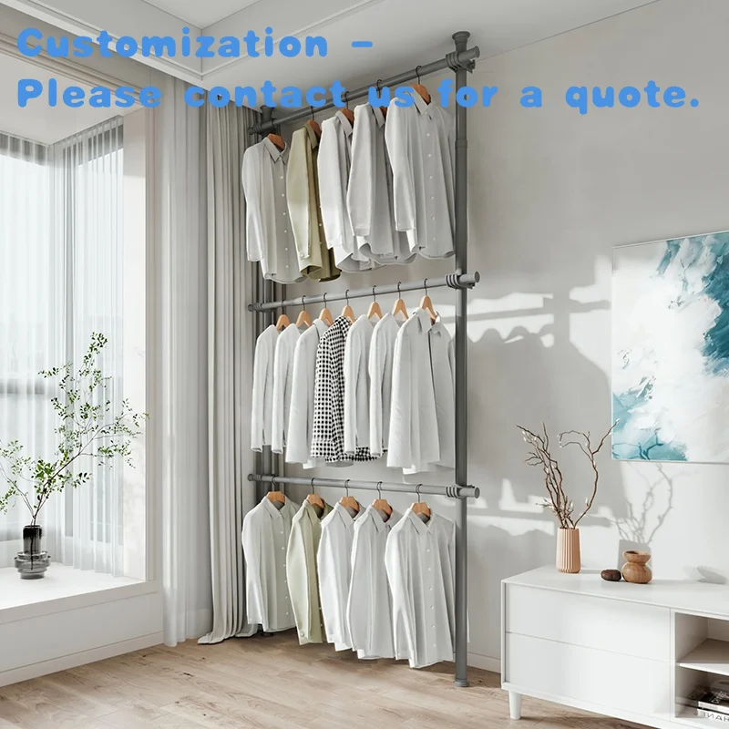 

custom.Bedroom Adjustable Clothes Rack Corner Metal Coat Rack Detachable Hanging Clothes Rack Bedroom
