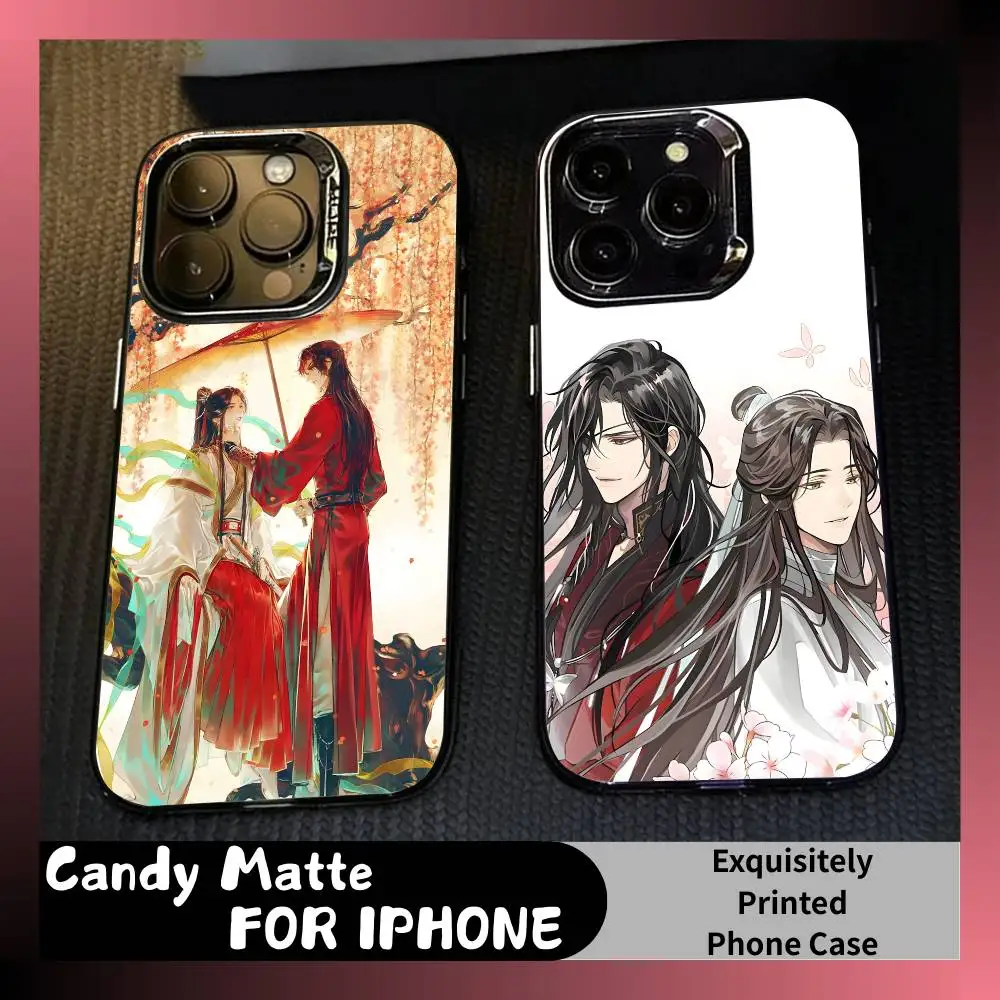 

Xie-Lian Anime Hua-Cheng TGCF Phone Case For iPhone 16 17 15 14 12 13 Pro Max Black Candy Matte Shockproof Cover