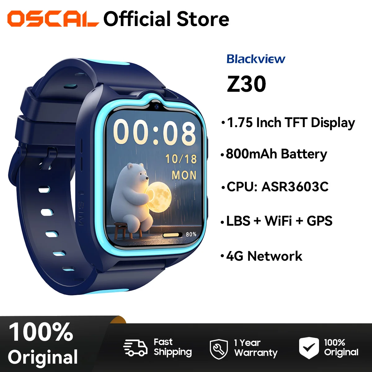 Детские умные часы Blackview Z30, водонепроницаемые детские часы с монитором 4G, детские спортивные цифровые часы SOS, телефон для видеозвонков Детские умные часы Blackview Z30, водонепроницаемые детские часы с монитором 4G, детские спортивные цифровые часы SOS, телефон для видеозвонков