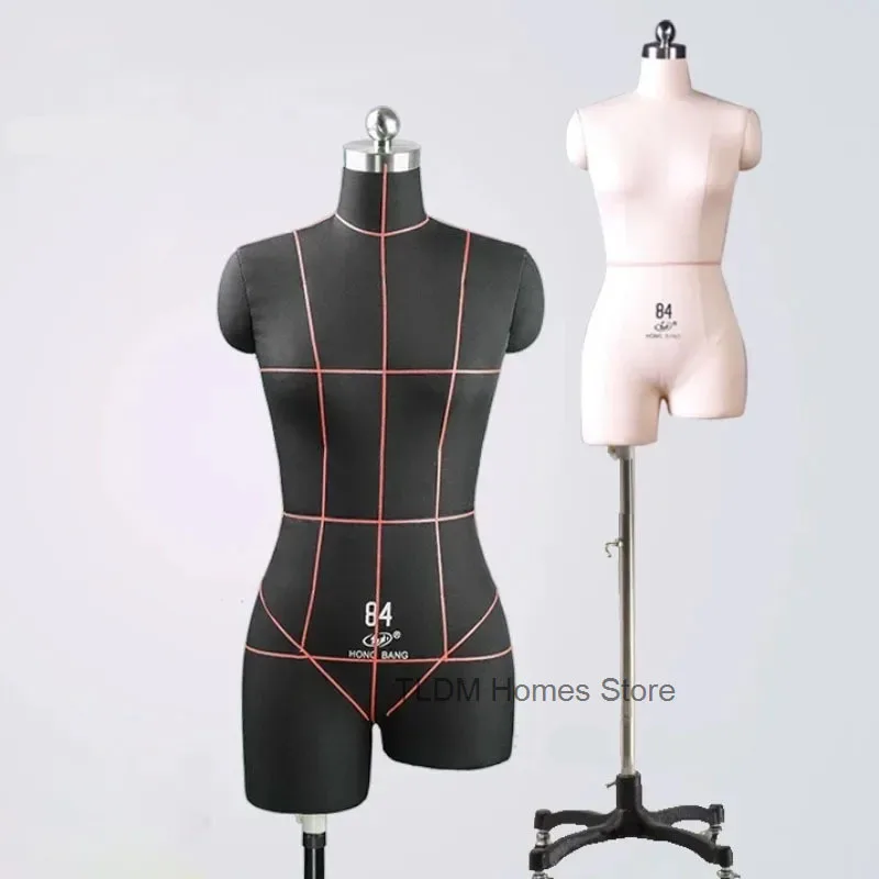 Cotton Cover Professional Level Sewing Mannequin PVC Body Can Be Pined Half-body Woman Dressmaker Mannequins Matel Base