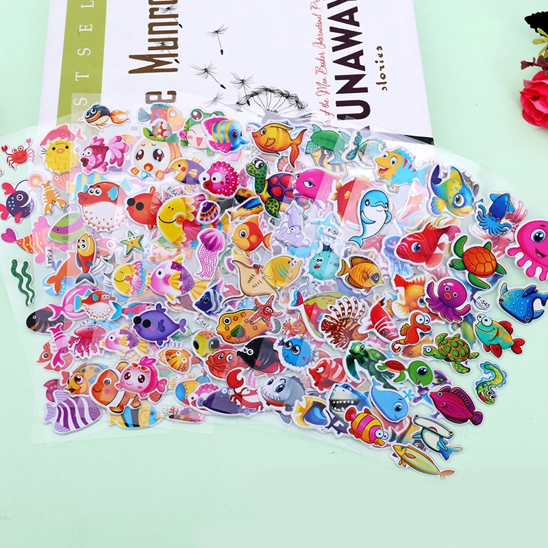 25 Sheets 3D Cartoon Stickers Waterproof Bubble PVC DIY Sticker Princess Car Girls Boys Kids Children Gifts GYH