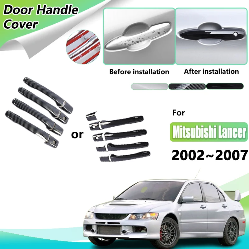 Imitation Carbon Fiber Door Handle For Mitsubishi Lancer Cedia Evo 7 8 9 Gala Lioncel II 2002~2007 2005 Set Styling Accessories