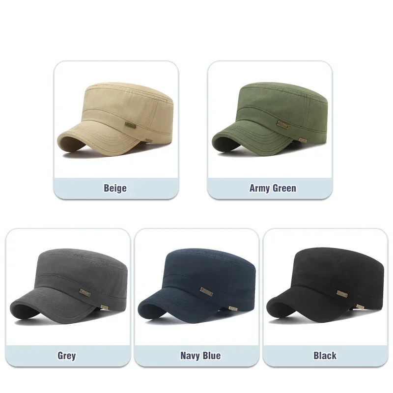 Chapéus snapback de algodão para esportes ao ar livre, boné de beisebol, boné de cadete militar plano, estilo clássico, estilo casual, nova moda