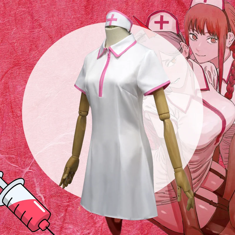 Women Chainsaw Man Makima Power Cosplay Costume Anime Sexy Nurse Uniform Outfit Halloween Cosplay Costume Carnival Clothing