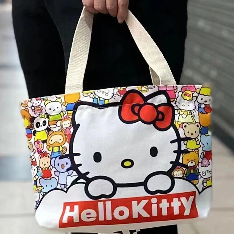 Przenośna torba płócienna Hello Kitty Cartoon Kate Cat Torba na ramię Japońska lekka torba na zakupy o dużej pojemności Torba podróżna Prezent Zabawka