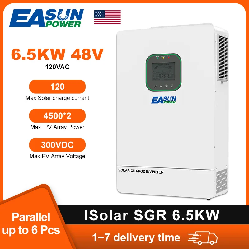 EASUN POWER 6500 واط الهجين العاكس 48 فولت MPPT شاحن بالطاقة الشمسية نقية شرط لموجة العاكس للمنزل يمكن أن تعمل لا بطارية 6.5KW العاكسون
