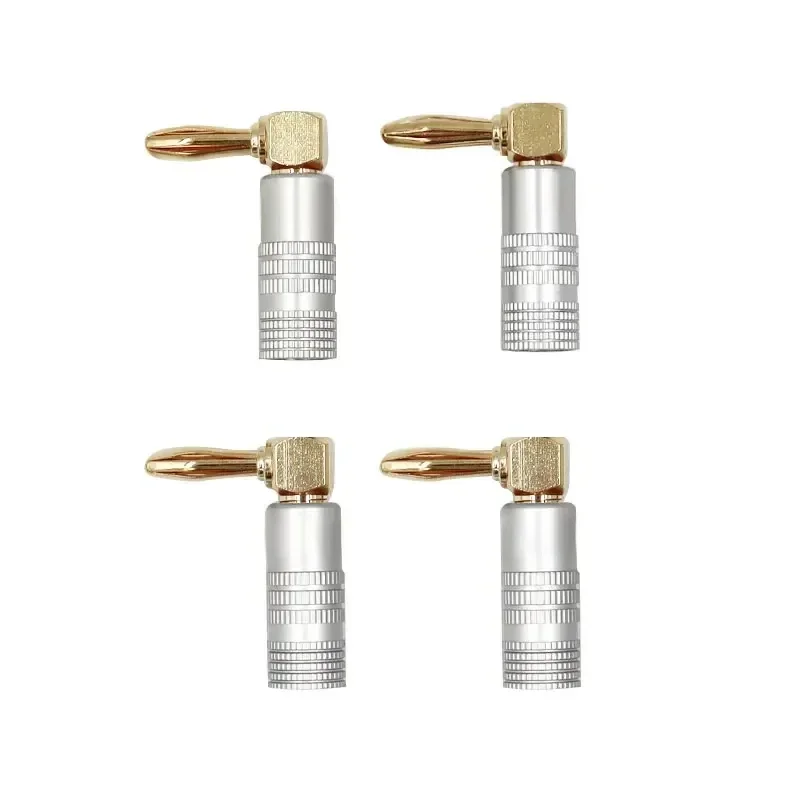 4pcs Banana Plug Right Angle 90 Degree 4mm Gold-Plated Video Speaker Adapter Audio Connector Banana Connectors