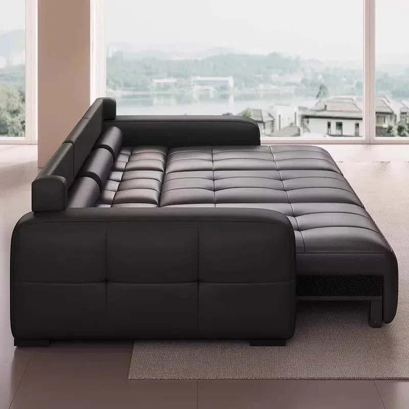 SA-18   multifunctional zero wall small apartment lying flat electric leather sofa bed