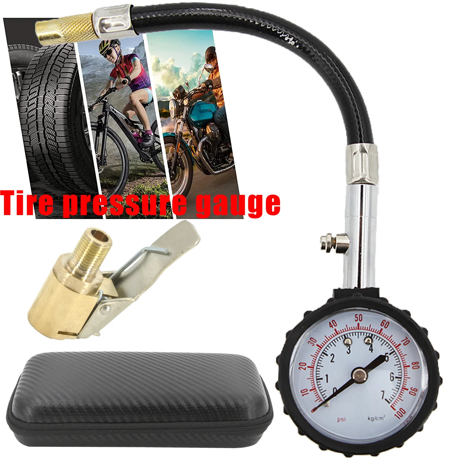 Auto Long Tube Tire pressure gauge meter 0-100Psi High-precision Tyre Air Pressure Tester Monitoring For Car Bike Motorcycle