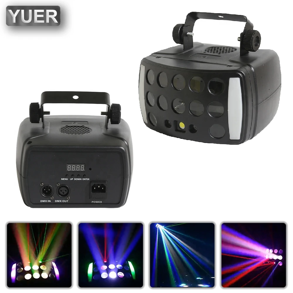 

LED Butterfly Light Laser Beam Strobe Effect Dyeing 4IN1 Remote Control DMX512 For DJ Disco Stage Wedding Music Party Bar Indoor