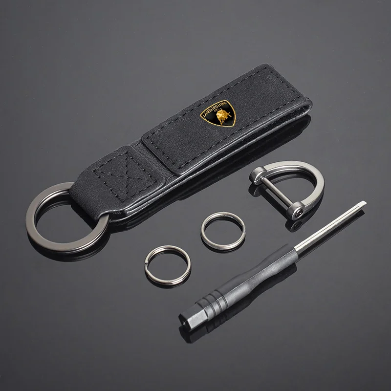 

Fashion Suede Car Keychain Vintage For Lamborghini Urus Huracan Aventador Premium Leather Zinc Alloy Keyring Pendant Headrest