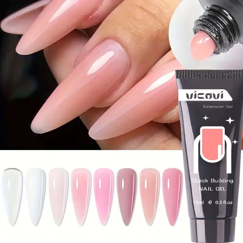 

15ml Poly Nail Extension Gel Soak Off UV LED Acrylic Crystal White Clear Pink Nail Polish Gel UV Construction Builder Nail Gel