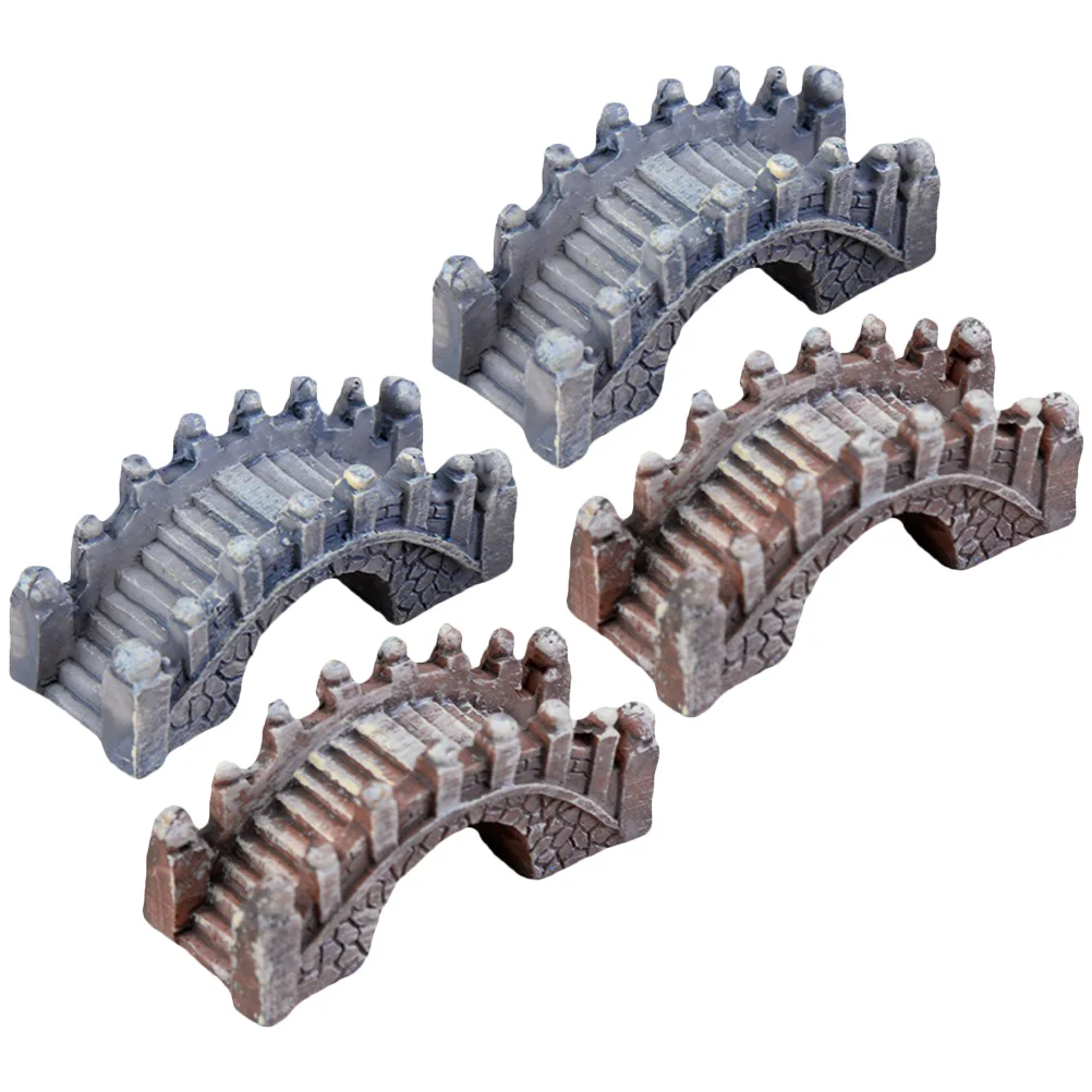 

4 Pcs Outdoor Ornament Decoration Palace Style Ornaments Dollhouse Bridge Figurine Mini