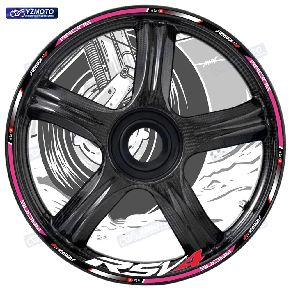 

Для мотоцикла RS V4 RSV4 17-дюймовые наклейки на передние и задние колеса автомобиля, светоотражающий обод, лента для ступицы мотоцикла, наклейка, украшение