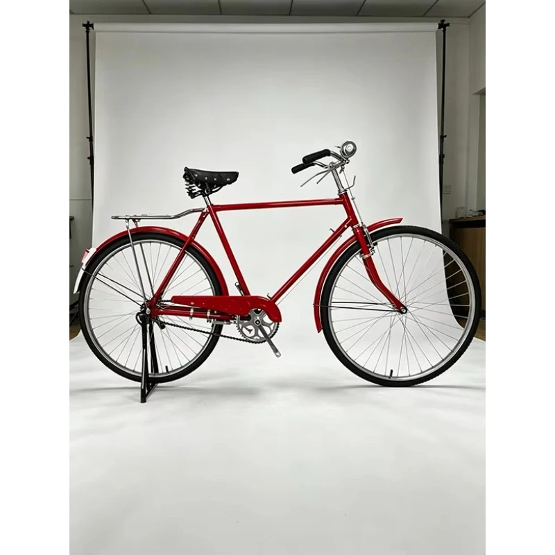 28 Inch Steel Frame Retro Bicycle Photography Props Classic Old Handlebar Pedal Bicycle Eye-catching Commuter Bicycle