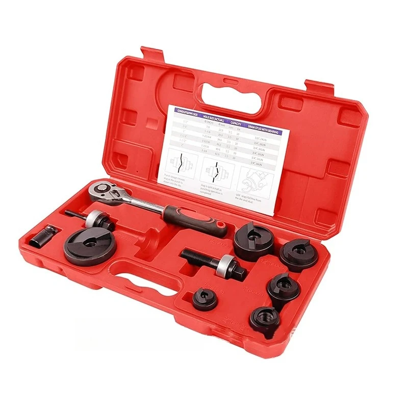 Manual Ratchet Knockout Hole Punch Driver Kit 1/2 to 2 Inch(22.5-61.5mm) Electrical Conduit Hole Cutter Set KO Tool Kit CC-60